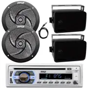 Pyle Bluetooth CD Receiver, Antenna, 2x 4" 100W + 2x 3.5'' 200W Speaker (Black)