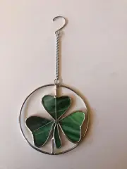 Stained Glass Irish Shamrock 3 Leaf Clover Sun Catcher