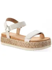 SUN STONE Women's Rylaan Round Toe Platform Sandals, White, sz 10M
