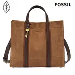 FOSSIL CARMEN 真皮麂皮絨壓紋兩用手提包-棕色 ZB1813249