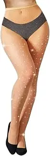 Stockings for Women,High Waist Tights Fishnet Stockings Sparkle Rhinestone Fishnets Party Rhinestone Mesh Stockings for Women Party Pantyhose Black By H HOME-MART