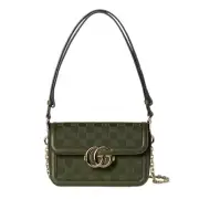 GUCCI Go Small $3400 Forest Green GG Canvas Shoulder Bag New & Authentic