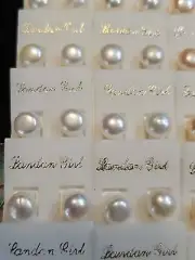 Button Pearl Freshwater Pearl Stud Earrings 925 Posts WHITE