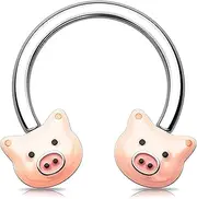 [Melighting] Septum Ring Pig Daith Earring 316L Stainless Steel Helix Earring Cute Cartilage Earring Horseshoe Nose Rings Conch Piercing Jewellery, Stainless Steel