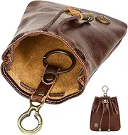 [Generic] Leather Medieval Pouch - Vintage Keychain Change Holder Coin Pouch,Belt Pouches, Portable Dice Bag for Jewelry, Banknotes, Keys, Credit Cards, Dark Red, Refer to description, Unisex