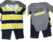 NEW Carters Baby Boys 3 Piece Super Handsome Shirt and Jeans Outfit Sz 3 Months