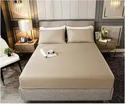[BoNene] Queen Sheets 1 pc 100% Pure Cotton Fitted Bed Sheet Single Twin Double Queen King Bed Sheet with Elastic Bottom Sheet Cotton Queen Sheet Set (Color : Type 4, Size : 220x220x25cm)