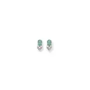 14k Yellow Gold Emerald Real Diamond Post Earrings