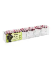 [LEMON AND LIME] 6 Piece Lemon & Lime 30ml Mini Toscana Air-Tight Glass Jars w/ Screw Top Lid Red
