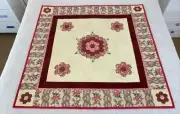 Handmade Patchwork Cotton Quilt Colourful Geometric Floral Square 105 cm