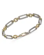 Bloomingdale's Fine Collection Diamond Paperclip Bracelet in 14K White & Yellow Gold, 1.0 tcw
