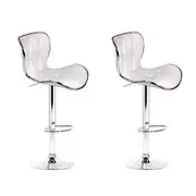 Artiss 2x Bar Stools Gas Lift Leather Seat White