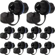 10PCS Panel Mounting Shielded RJ45 Waterproof Cat5/5e/6 8P8C Connector Ethernet LAN Cable Connector Double Head Adapter with Waterproof/Dust Cap