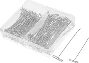 MOKKHNB 150pcs Metal T Pins for Blocking Crochet and Wig Styling Durable Steel T Shape Sewing Pins Storage Box for Crafts and Projects Easy Grip Design
