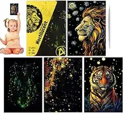 Art Scratch Paper, Handmade Glitter Scratch Crafts, A4 Size Drawing Kit, Creative Graffiti Cards, Coloring Art Supplies, 8.27x5.91 Inches, Ideal for Landscape Animal Designs