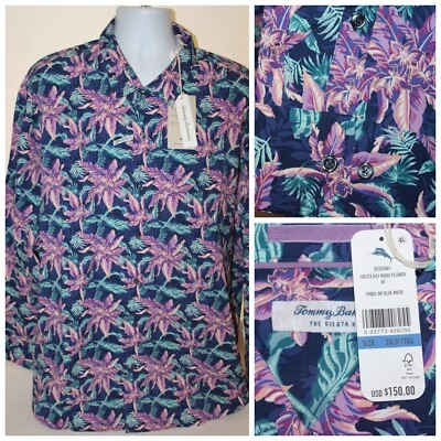 $150 Mens Tommy Bahama Nylon Siesta Key Floral Button Shirt Size 1XLB XL Big