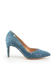 Blue Denim Splatter Paint Pumps