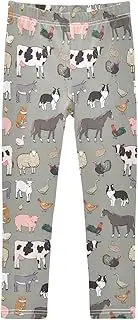 [Joisal] Farm Animals Gray Girl Leggings Suitable for Athletic Leggings for Girls, Flexible and Durable for All-Day Wear
