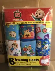 6-Pack CoComelon Toddler Boys Size 3T Training Pants + Training Chart & Stickers