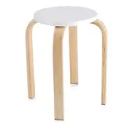 Wooden Stool Curved Wooden Stacking Chair with NonSlip Mat for Home Furniture Nursery (White)