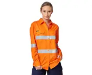 King Gee Workcool 2 Hi-Vis Long Sleeve Reflective Shirt - Orange