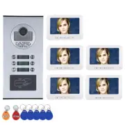 5 Apartment/Family HD 1000TVL Video Door Phone Intercom System Doorbell Camera