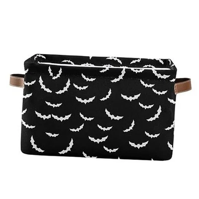 Storage Basket Bin Bats Halloween Goth Organizer Basket Collapsible white 19