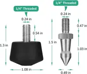6 Pcs Tripod Spike Feet 1/4-20 Thread Rubber Feet Universal Anti-Slip