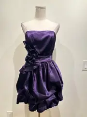 NWT $220 aidan mattox macy's women's 4 rosette purple satin mini dress 1381DW