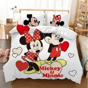 v5648 Bed Sheets Mickey Minnie Mouse Kids Gift Duvet Cover Set Bedroom Decor Pillowcase Bed Sheets IU5648