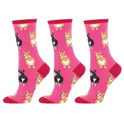 3x Socksmith Ladies Fashionable Trendy Novelty Socks Corgi Butt Pink