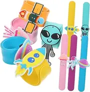 HOOTNEE 10pcs Space Theme Slap Bracelets Silicone Slap Bands for Party Favors Random Designs for Space Party Goodie Bags Flexible and Playthings