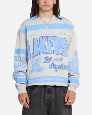[MITCHELL & NESS] Mitchell & Ness Los Angeles Lakers Letterform Crewneck Grey Marle - Size S S Grey Marle