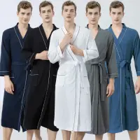 在飛比找momo購物網優惠-【Jun Jun】日式華夫格紋浴袍 睡袍