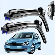 Compatible For VW Golf 6 Wiper Double Rubber Strip Boneless Wiper Front And Rear Windows And Silent.(A pair front windows)