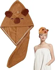 Hair Drying Cap,Capybara Towel Wrap | Super Absorbent Thick Soft Long Bath Headwear Hat for Shower Women Girl Home Travel Spa