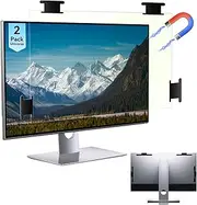 2 Pack Magnetic Computer Screen Protector for Eyes 27 Inch 16:9 Hanging Blue Light Screen for Monitor 27in Removable Anti Glare UV Cover 27” Curved Desktop Blocking Filter Dust-Free Film