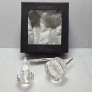 Vintage Pair Oleg Cassini Crystal Wine Bottle Perfume Stoppers - NO INITIALS