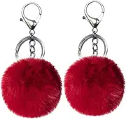 [Unpafcxddyig] 2PCS Pom Pom Keychain Artificial Fur Ball Keychains Fluffy Tote Pendant Car Bag Charm