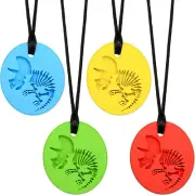 Chew Necklace, 4 Pack Sensory Chew Necklace Bundle for Kids with Teething, ADHD,