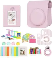 Generic 8 in 1 Gift Bundle for Instax Mini 12 Camera - Case, Album and Other Accessories for Polaroid Film and Photos (Pastel Pink)
