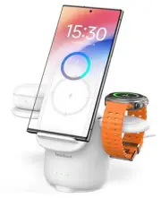 Wireless Charger for Samsung, 3 in 1 Charging Station for Samsung White