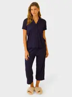 Edited Sleep Women's Rib 3/4 Length Pyjama Set, Blue, Size 8