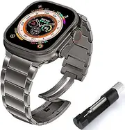synsing Titanium Band for Apple Watch Ultra 2 49mm, Titanium Metal Watchband Strap for Men Woman with Integrated Buckle for iWatch 45mm 44mm 42mm 41mm 40mm 38mm Series 9/8/7/6/5/4/3/2/1/SE