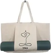 Yoga Mat Carrying Tote Bag with Minimalist Design, Natural Canvas, Large Size