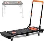 7 in 1 Multifunctional Work Platform, Portable Workbench Handcart, Adjustable Height Workbench with Wheels Handcart, Transport Trolley, Hand Trunk, Roller Board, Load up 330lbs or 550lbs