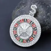New Custom Icy "Splendid Numerological" 14K White Gold Over Real Silver Pendant