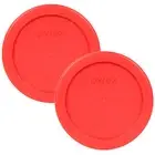 Pyrex 4" Plastic Red Lid Replacement Cover 2 Pack For 1 Cup Bowl Dish 7202-PC