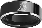 LA Lakers Basketball Ring Classic Black Titanium Steel Jewellery Band for Fans Daily Wear