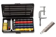 Lansky Deluxe Knife Sharpening System + C-Clamp Mount + Medium Serrated Hone Bundle